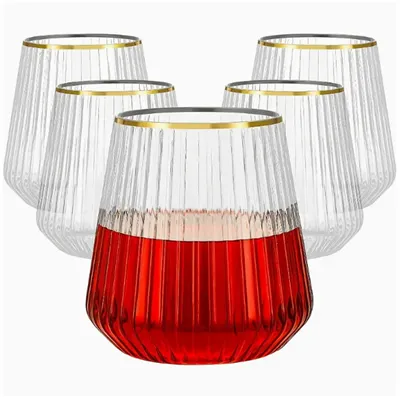 Vaso de plástico corrugado con borde dorado