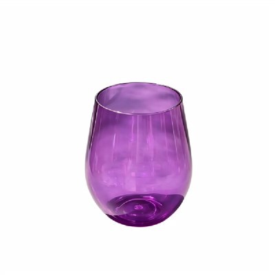 Vasos de copa de vino sin tallo de plástico de color morado oscuro al por mayor